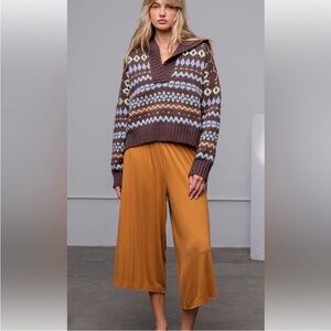 Easel Golden Wide Leg Pants